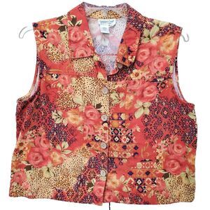 Coldwater Creek Multicolor Floral and Animal Print Vest